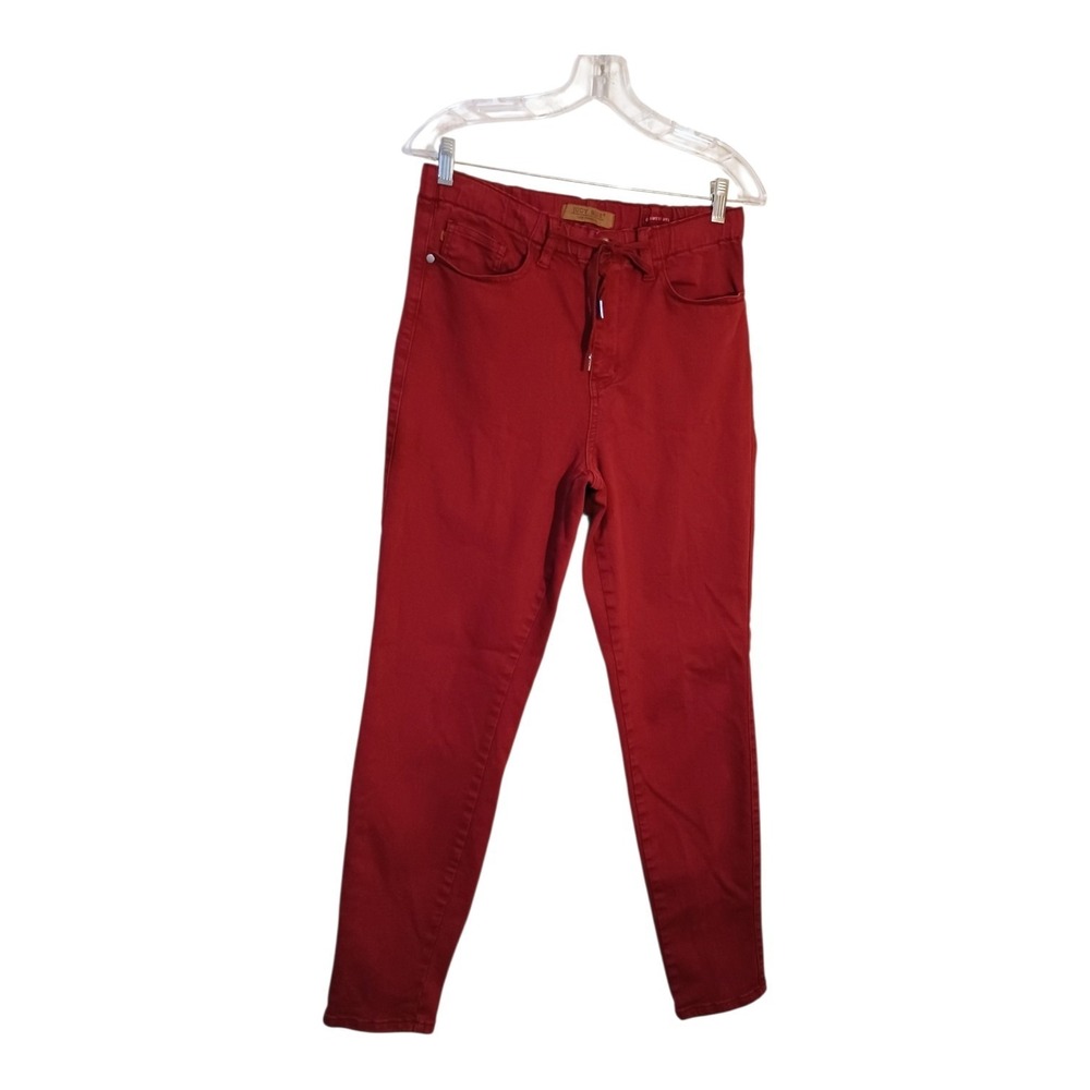 Judy Blue Women 7/28 Pomegranate Garment Dye High Waisted Drawstring Ankle Jeans